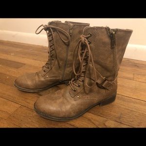 Brown combat boots